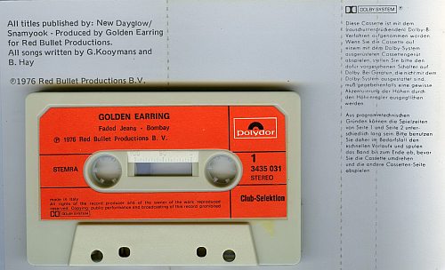 Golden Earring Contraband cassette inlay 1976 Germany